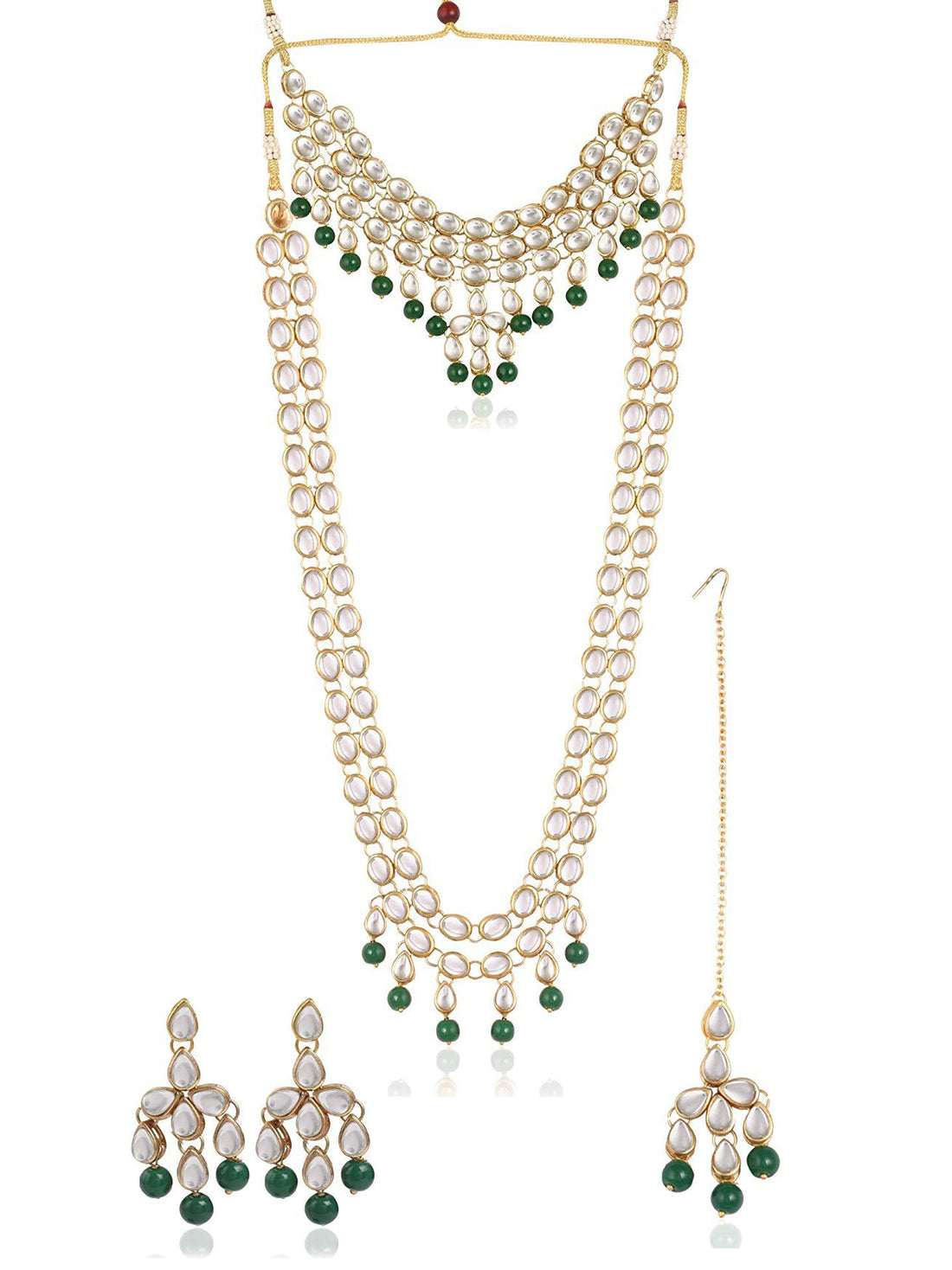 Karatcart Kundan Green Bridal Necklace Set