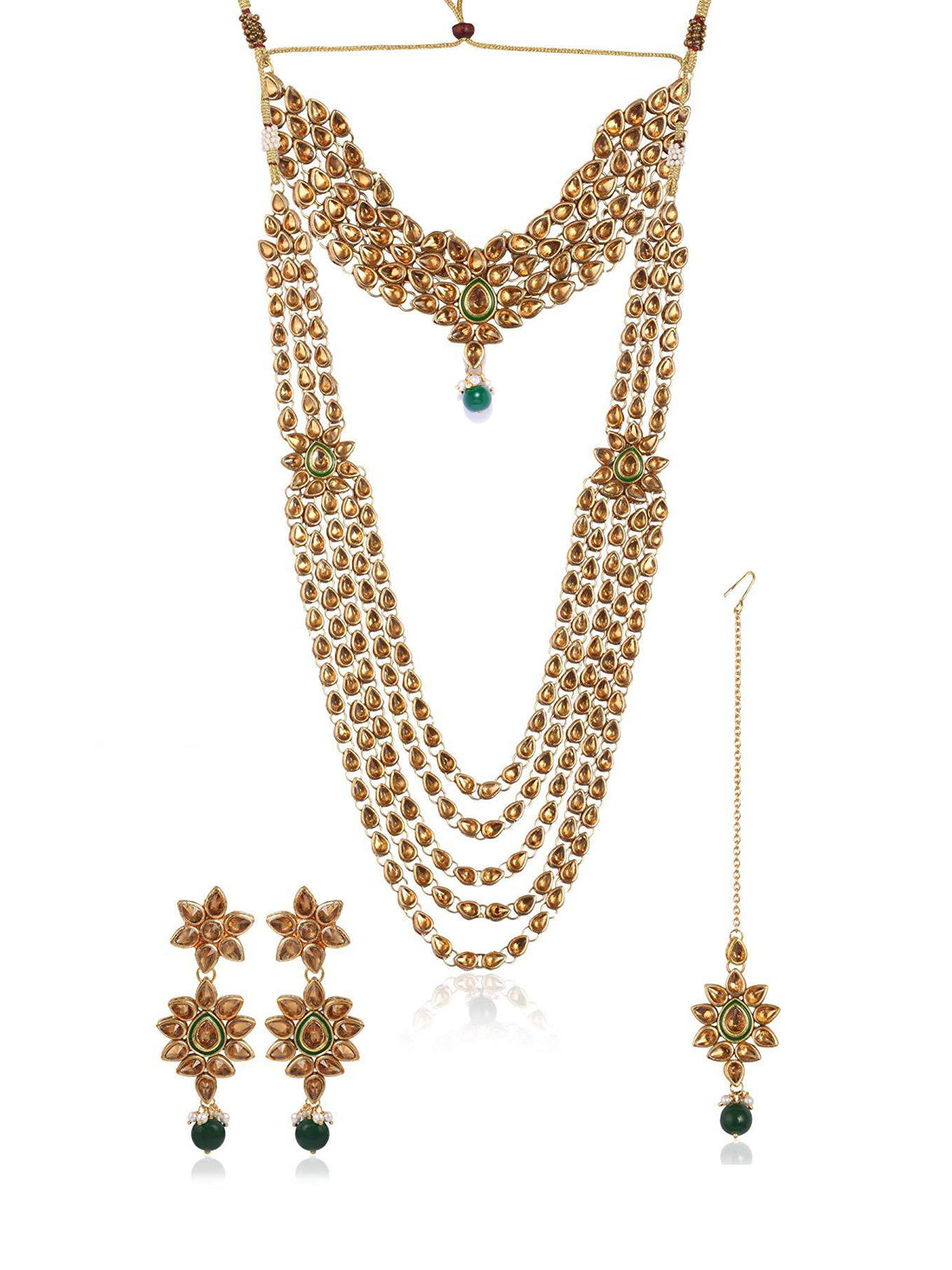 Karatcart Kundan Gold Plated Kundan Bridal Necklace Set