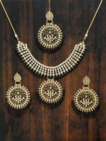 Kundan Gold and Black Necklace Set