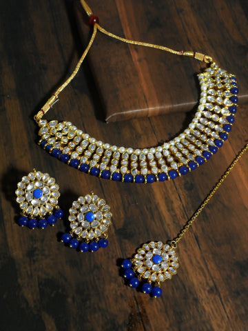 Kundan Blue Choker Necklace Set