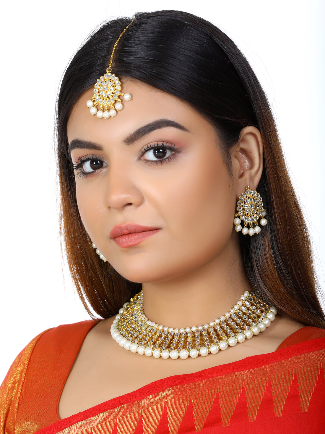 Kundan White Choker Necklace Set