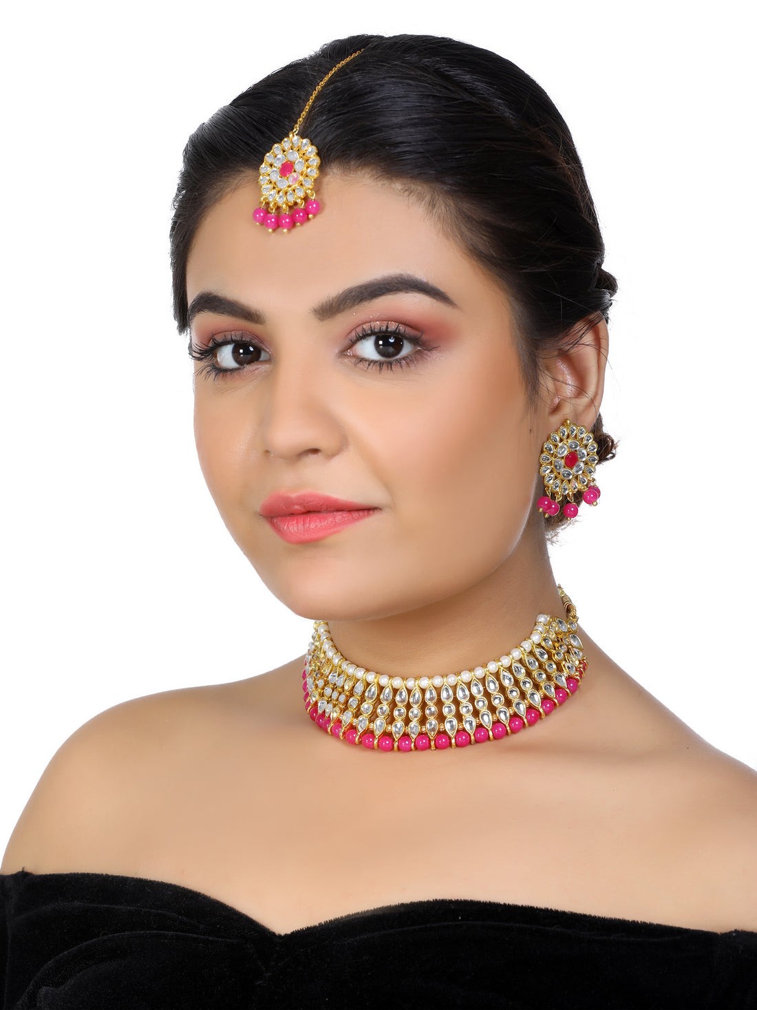 Kundan Pink Choker Necklace Set