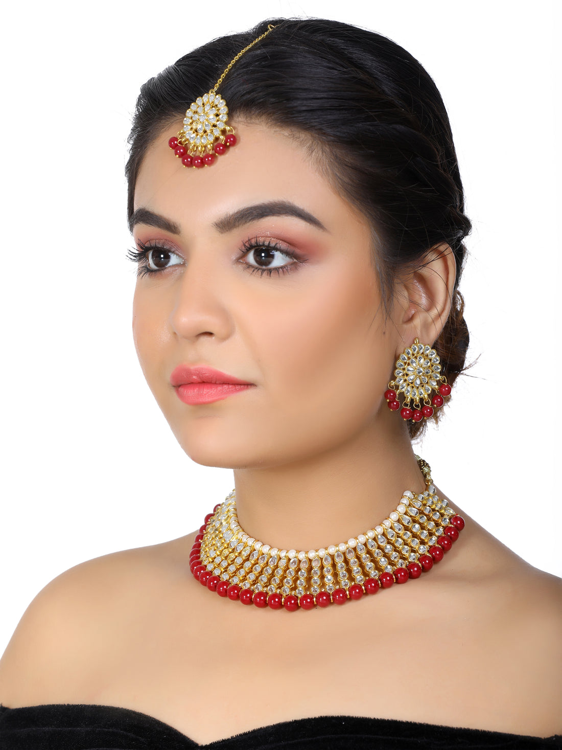 Kundan Red Choker Necklace Set