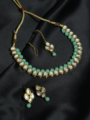 Kundan Mint Green Choker Necklace Set