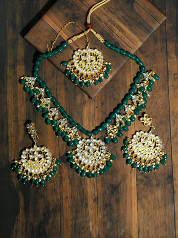 Kundan Green Stone Necklace Set