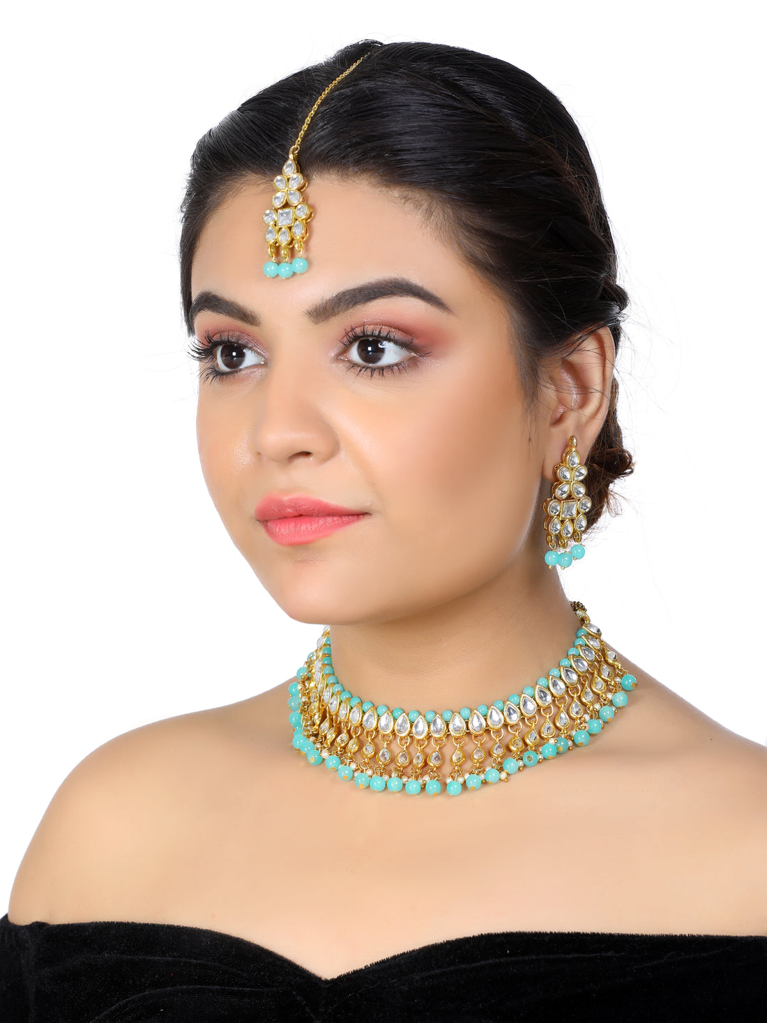 Kundan Mint Blue Necklace Set