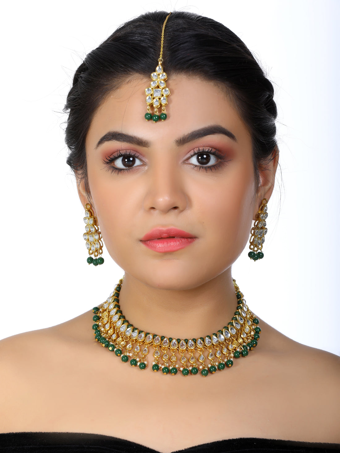 Kundan Dark Green Necklace Set