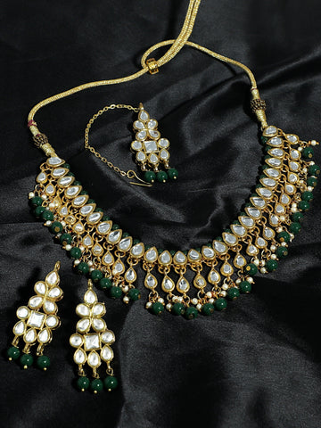 Kundan Dark Green Necklace Set