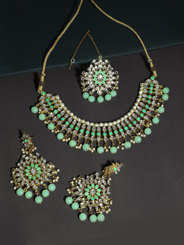 Kundan Mint Green Choker Necklace Set