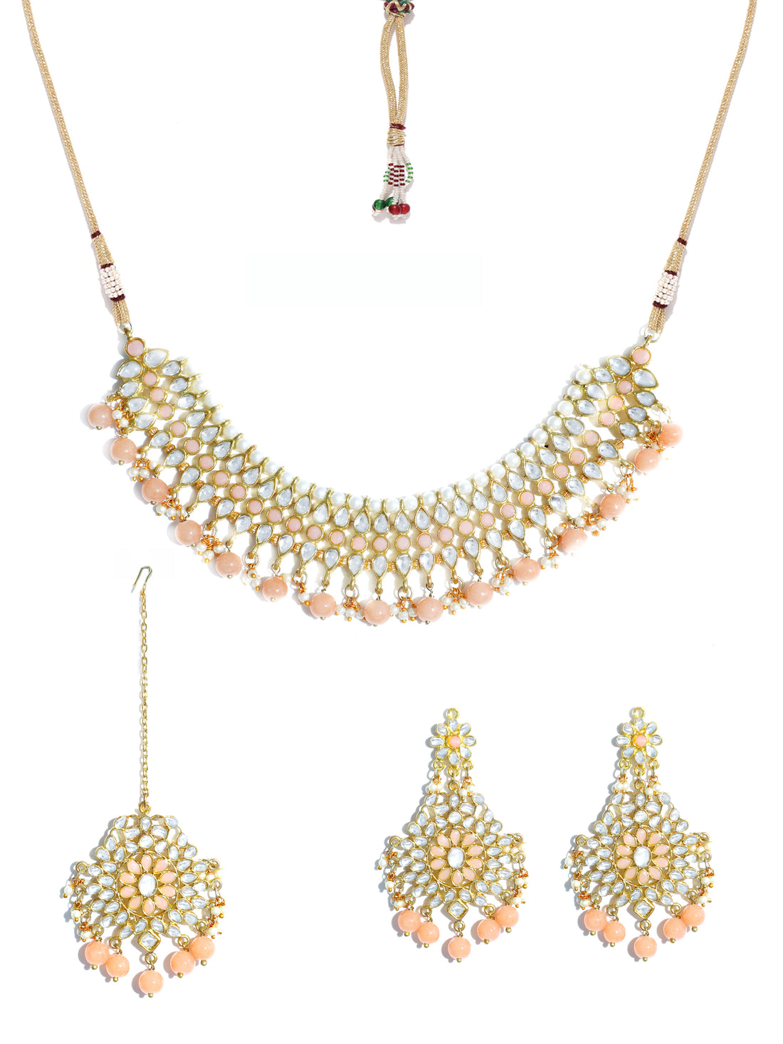 Kundan Peach Choker Necklace Set