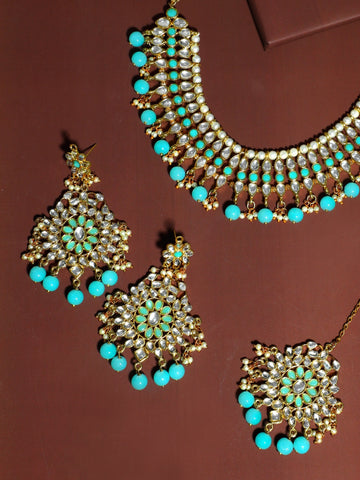 Kundan Mint Blue Choker Necklace Set