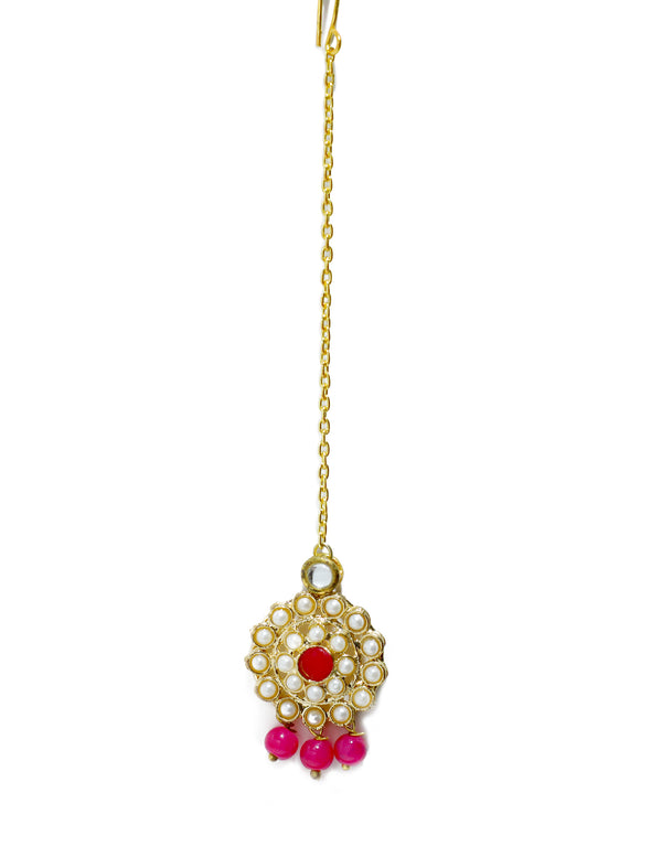 Kundan Pink Beaded Choker Necklace Set