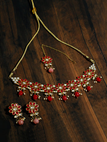 Kundan Red Choker Necklace Set