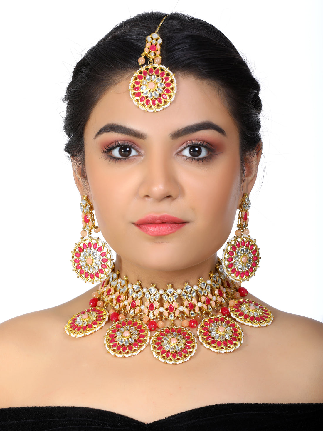 Kundan Ruby Bridal Choker Necklace Set