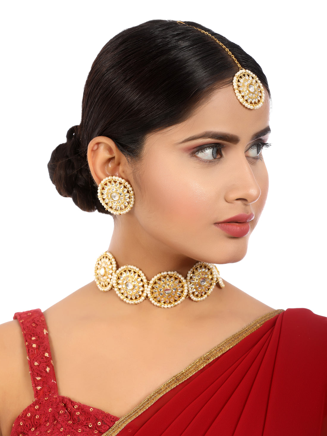 Kundan Choker Pearl Beads Necklace Set