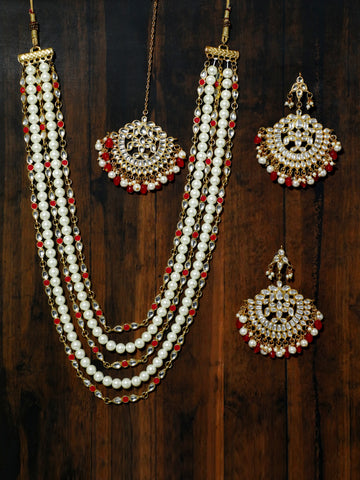 Pearl and Kundan Multilayered Rani Haar Set