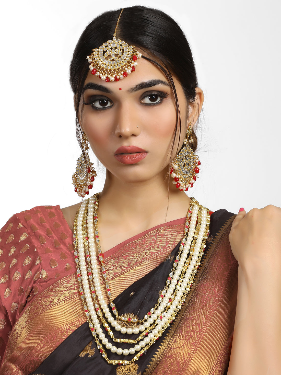 Pearl and Kundan Multilayered Rani Haar Set