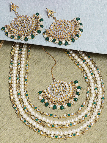 Pearl Kundan Multilayered Rani Haar Set