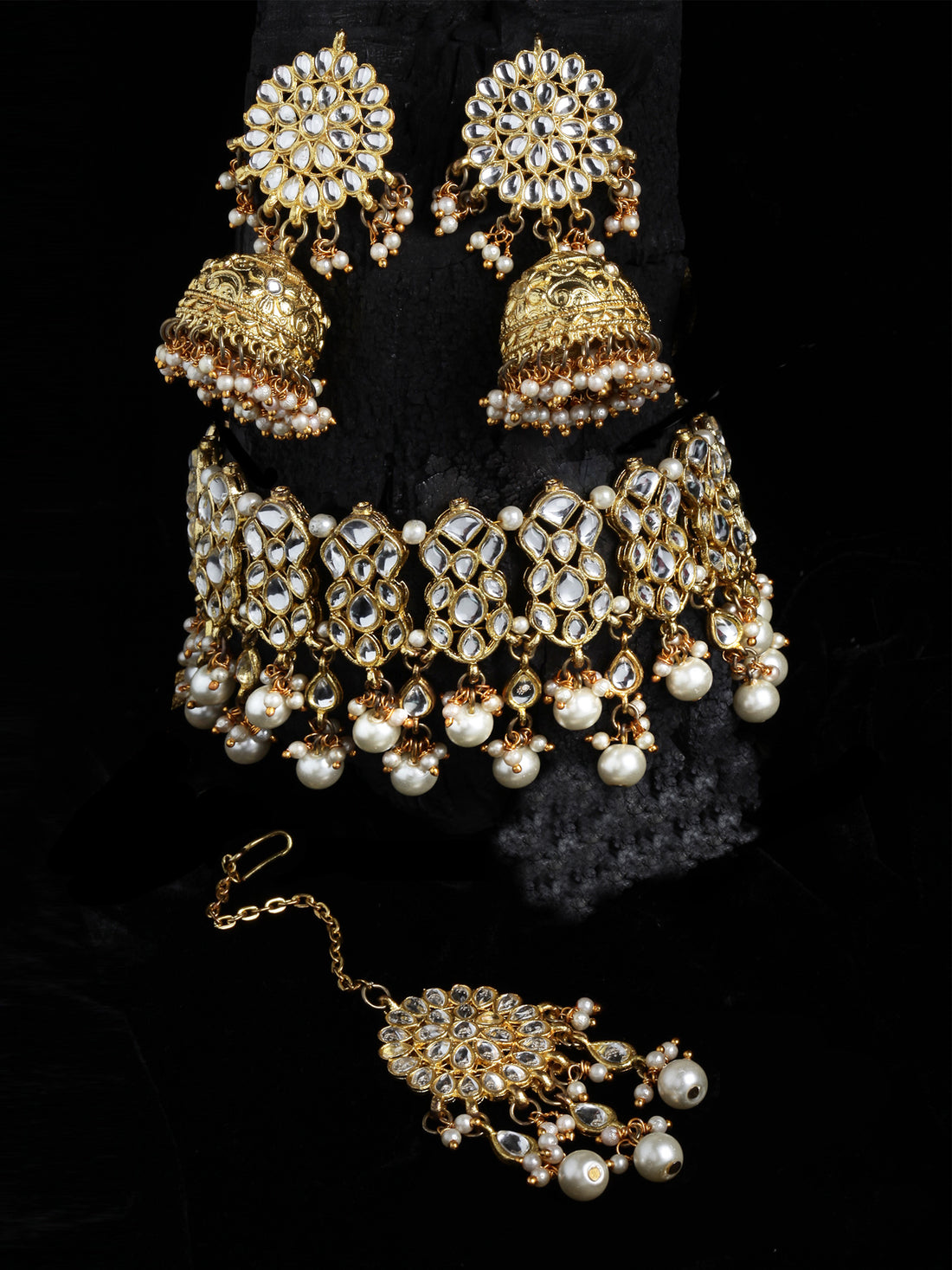 Traditional Gold Plated Kundan Choker Necklace Set