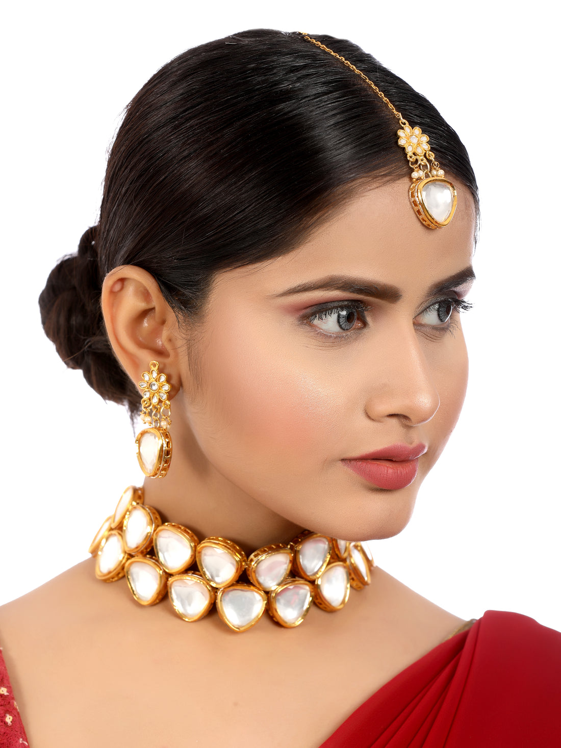 Traditional Gold Plated Polki Kundan Choker Necklace Set