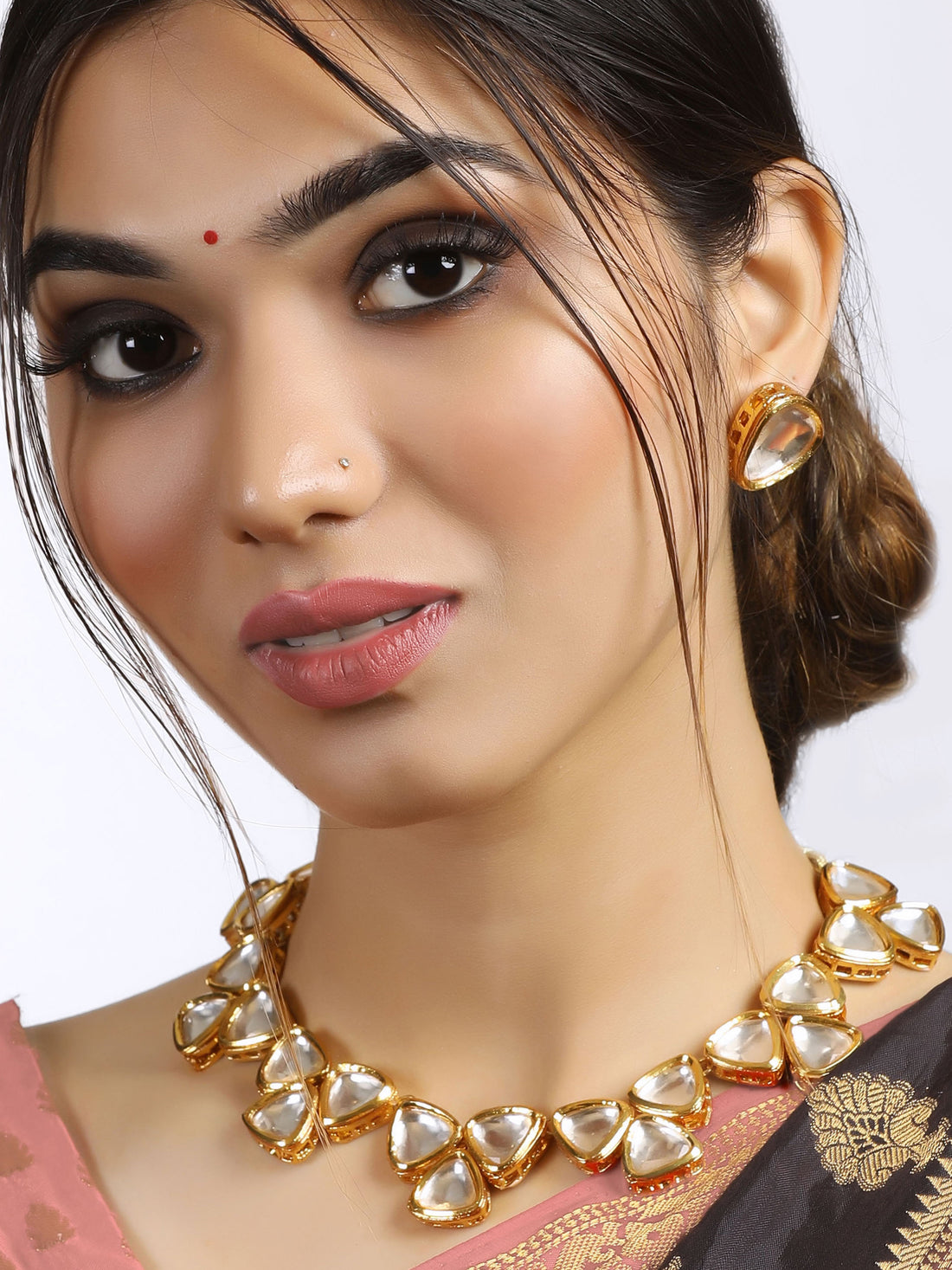 Traditional Gold Plated Polki Necklace Set