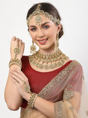 Golden Kundan Studded Bridal Necklace Set