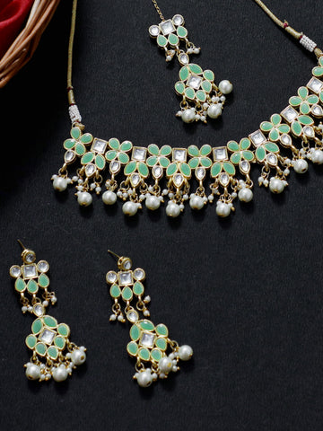 Kundan Light Green Choker Necklace Set