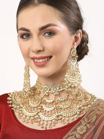 Kundan & Pearls Studded Layered Bridal Set