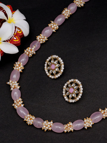 Karatcart Pink Tumble Rani Haar Necklace Set