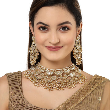 Karatcart Gold Plated Pearl Choker Necklace Set for Women