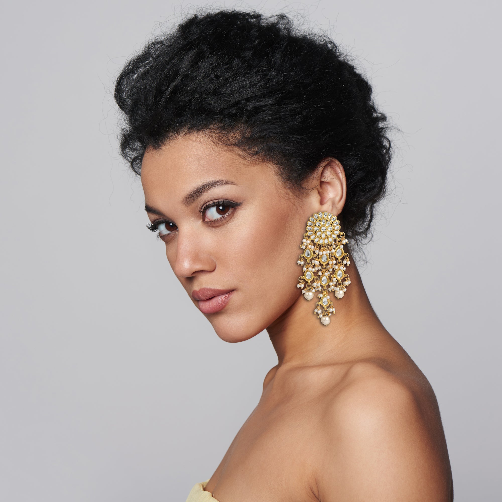 GoldPlated Fashion German Dangler Stylish Fancy Party Wear Tassel Earrings - view 3