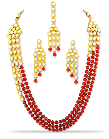 Karatcart 22K GoldPlated Antique Rani Haar Kundan Necklace Set for Women