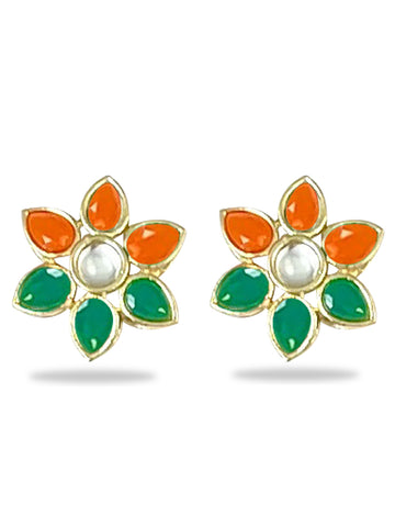 Karatcart Gold Plated Tiranga Kundan Stud Earrings for Women