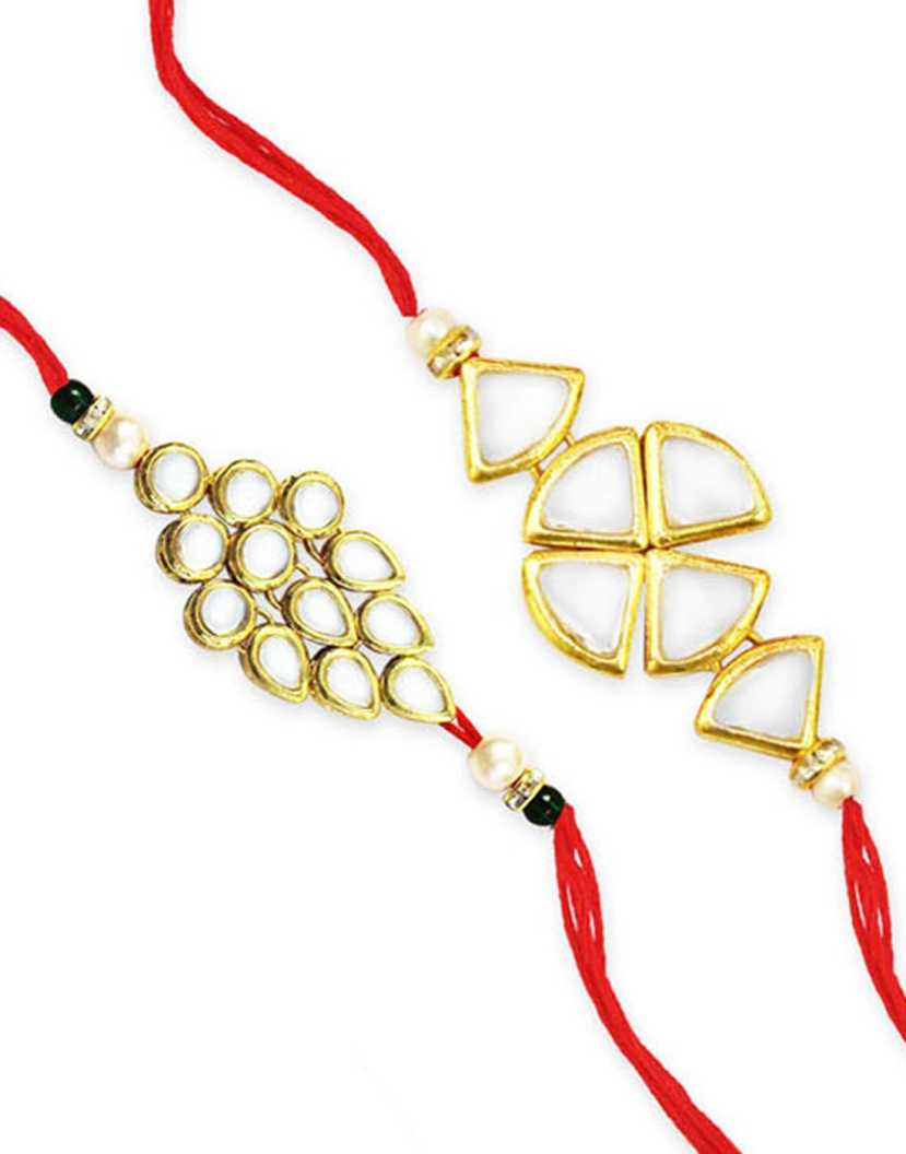 Karatcart Gold-Plated Kundan Rakhi Set of 2