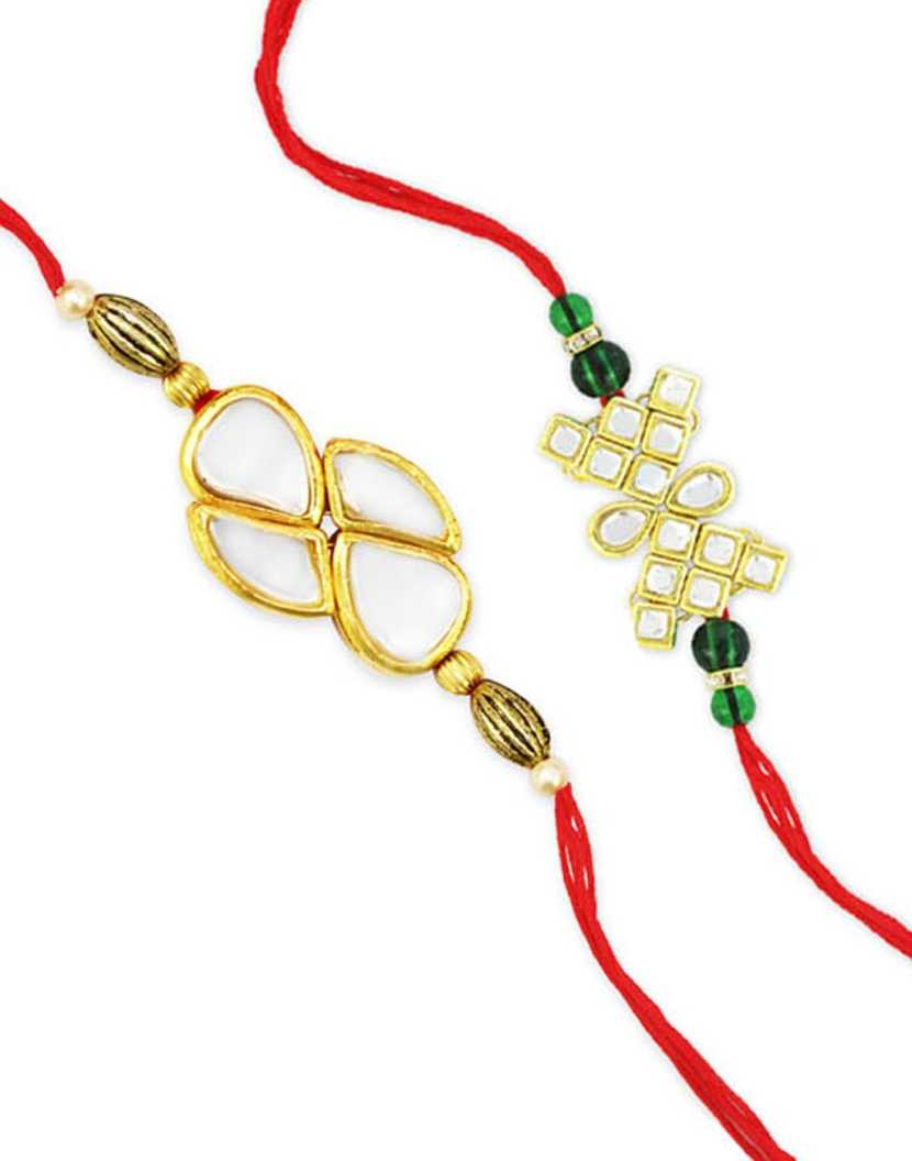 Karatcart Gold-Plated Kundan Rakhi Set of 2