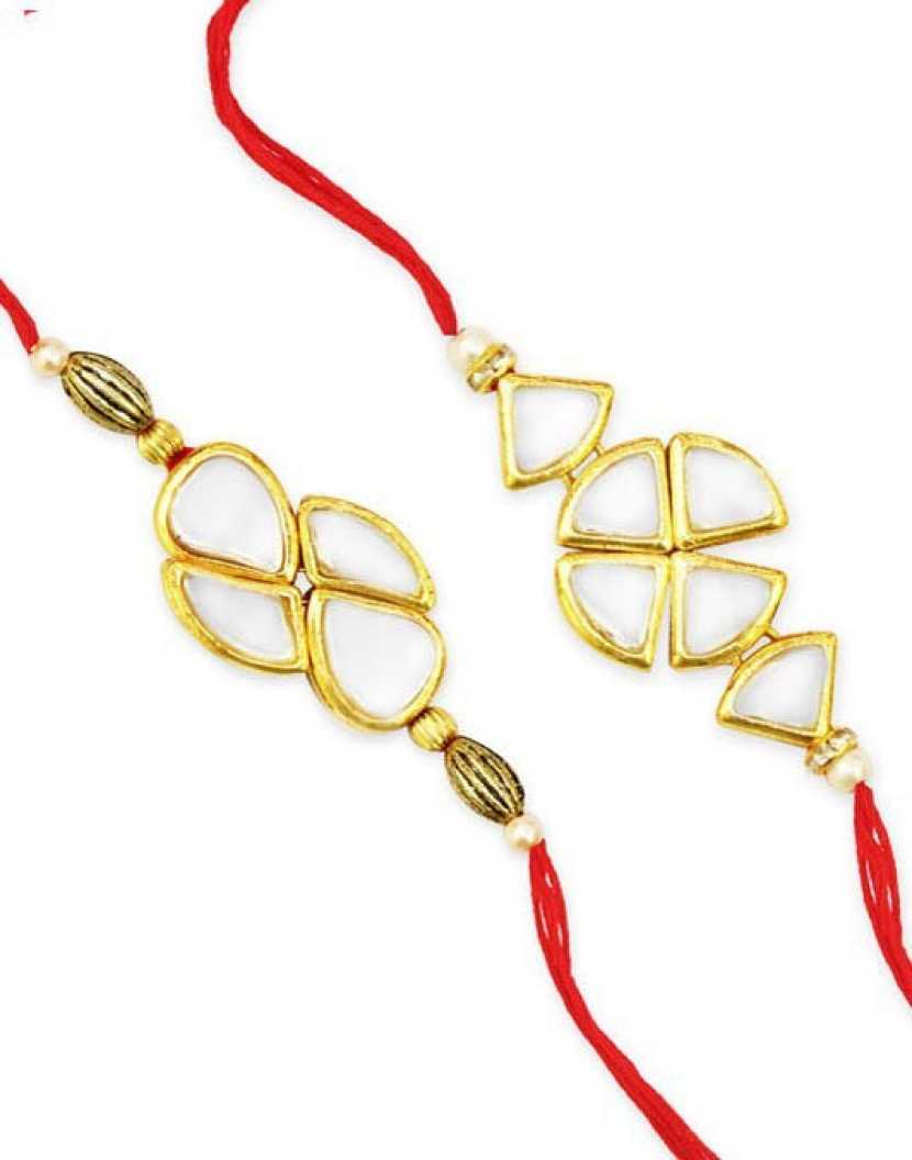 Karatcart Gold-Plated Kundan Rakhi Set of 2