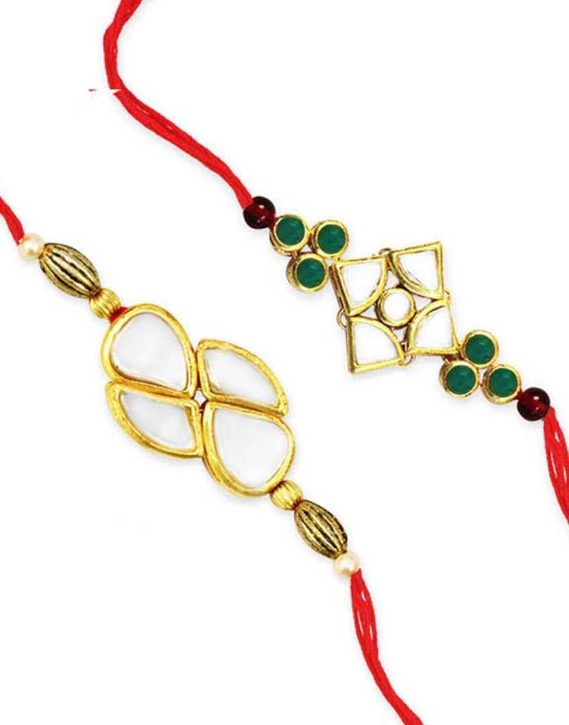 Karatcart Gold-Plated Kundan Rakhi Set of 2