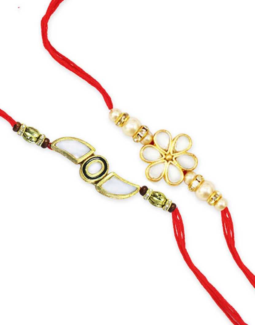 Karatcart Gold-Plated Kundan Rakhi Set of 2