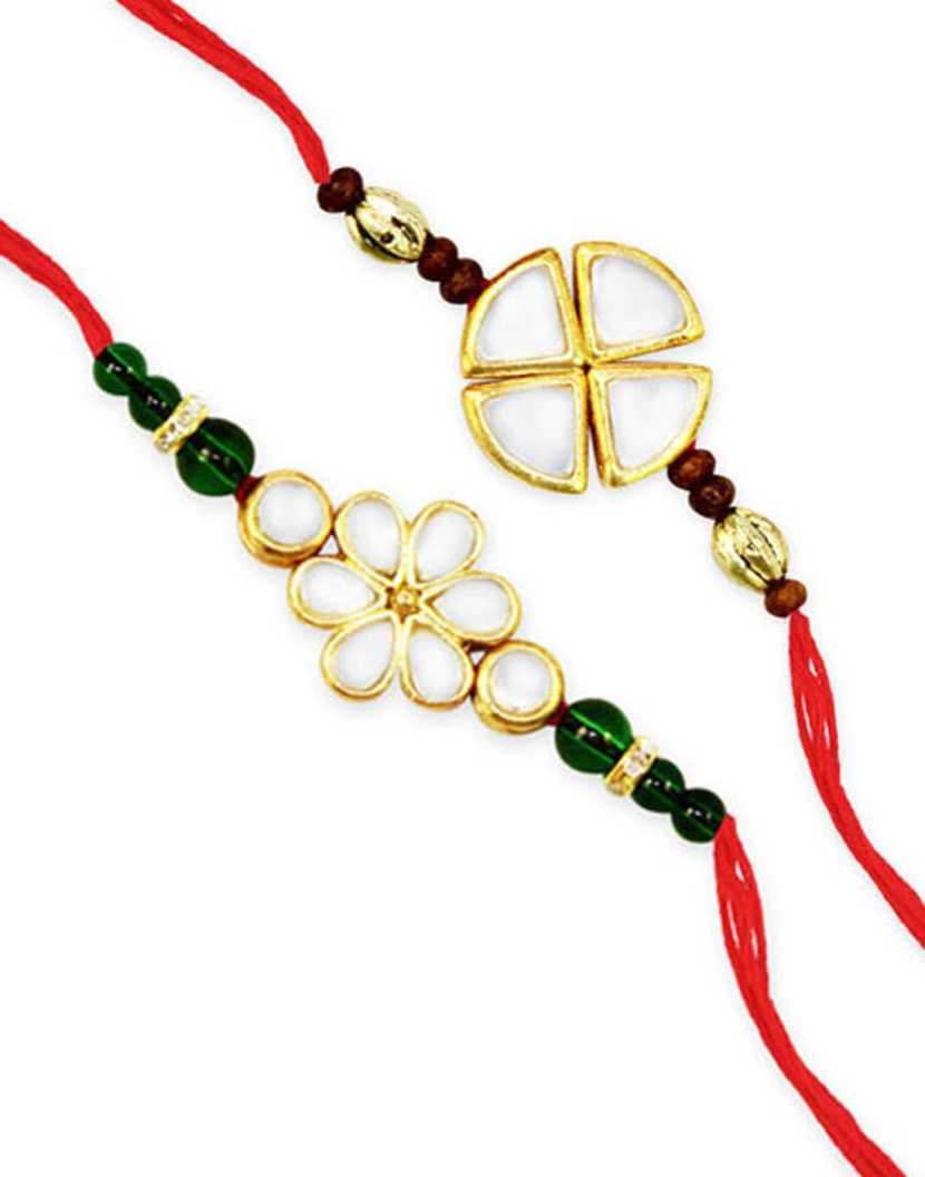 Karatcart Gold-Plated Kundan Rakhi Set of 2