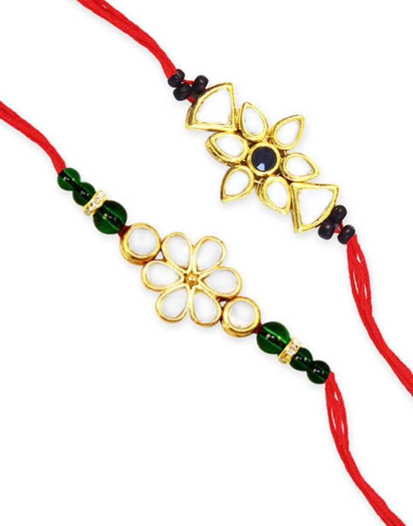 Karatcart Gold-Plated Kundan Rakhi Set of 2