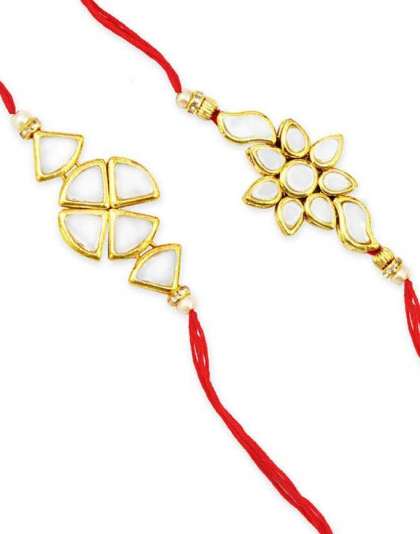 Karatcart Gold-Plated Kundan Rakhi Set of 2