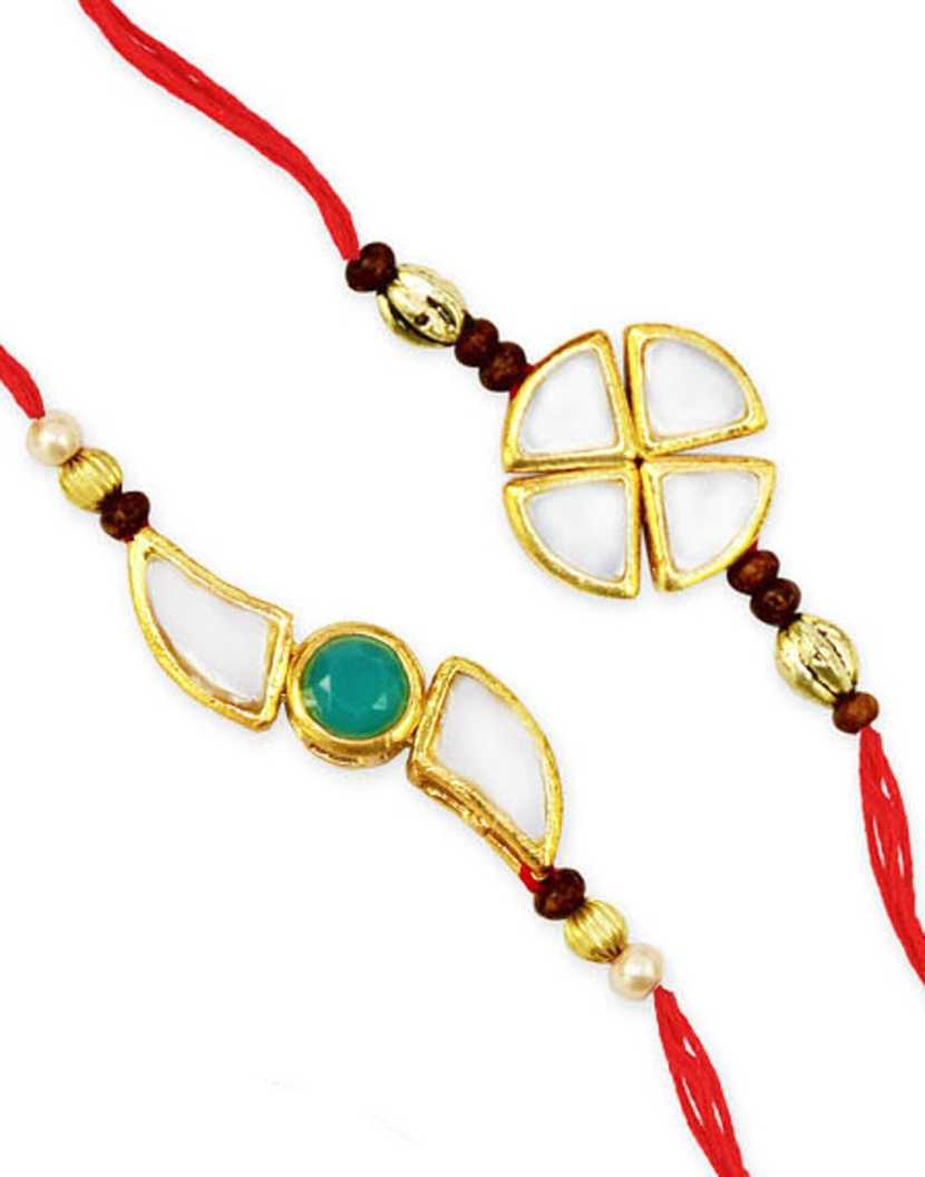 Karatcart Gold-Plated Kundan Rakhi Set of 2