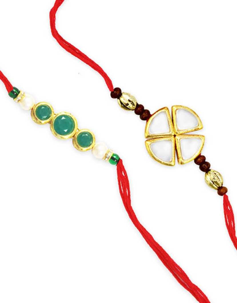 Karatcart Gold-Plated Kundan Rakhi Set of 2