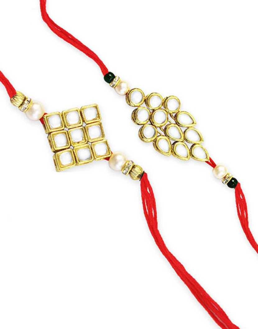 Karatcart Gold-Plated Kundan Rakhi Set of 2