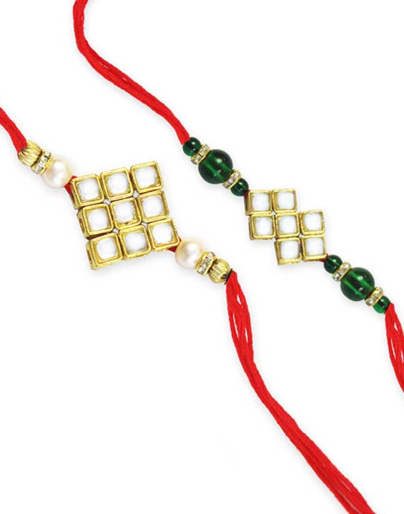 Karatcart Gold-Plated Kundan Rakhi Set of 2