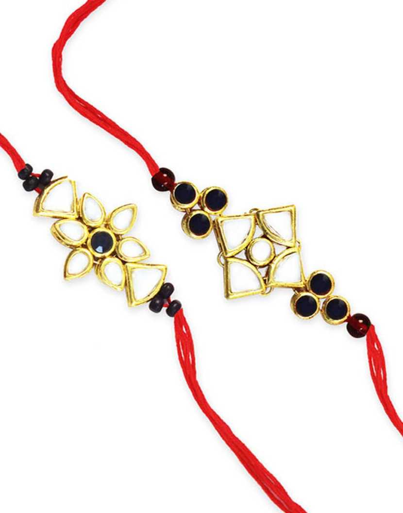 Karatcart Gold-Plated Kundan Rakhi Set of 2