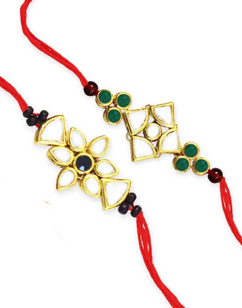 Karatcart Gold-Plated Kundan Rakhi Set of 2