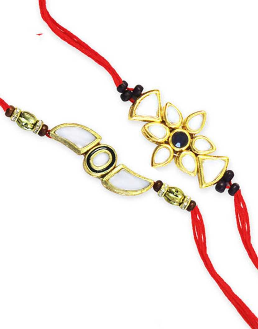 Karatcart Gold-Plated Kundan Rakhi Set of 2