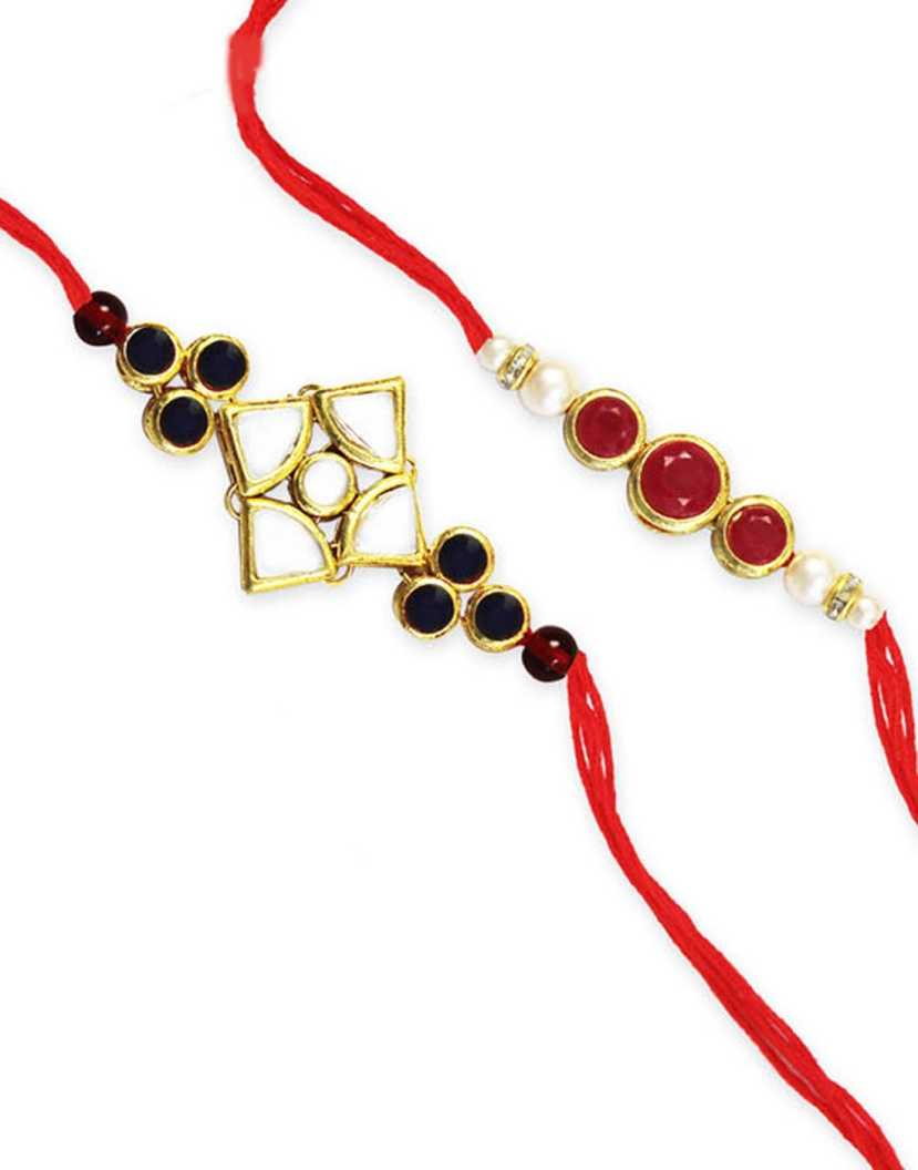 Gold-Plated Kundan Rakhi Set of 2