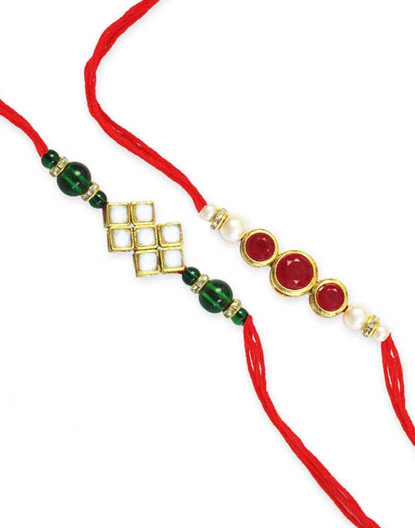 Karatcart Gold-Plated Kundan Rakhi Set of 2